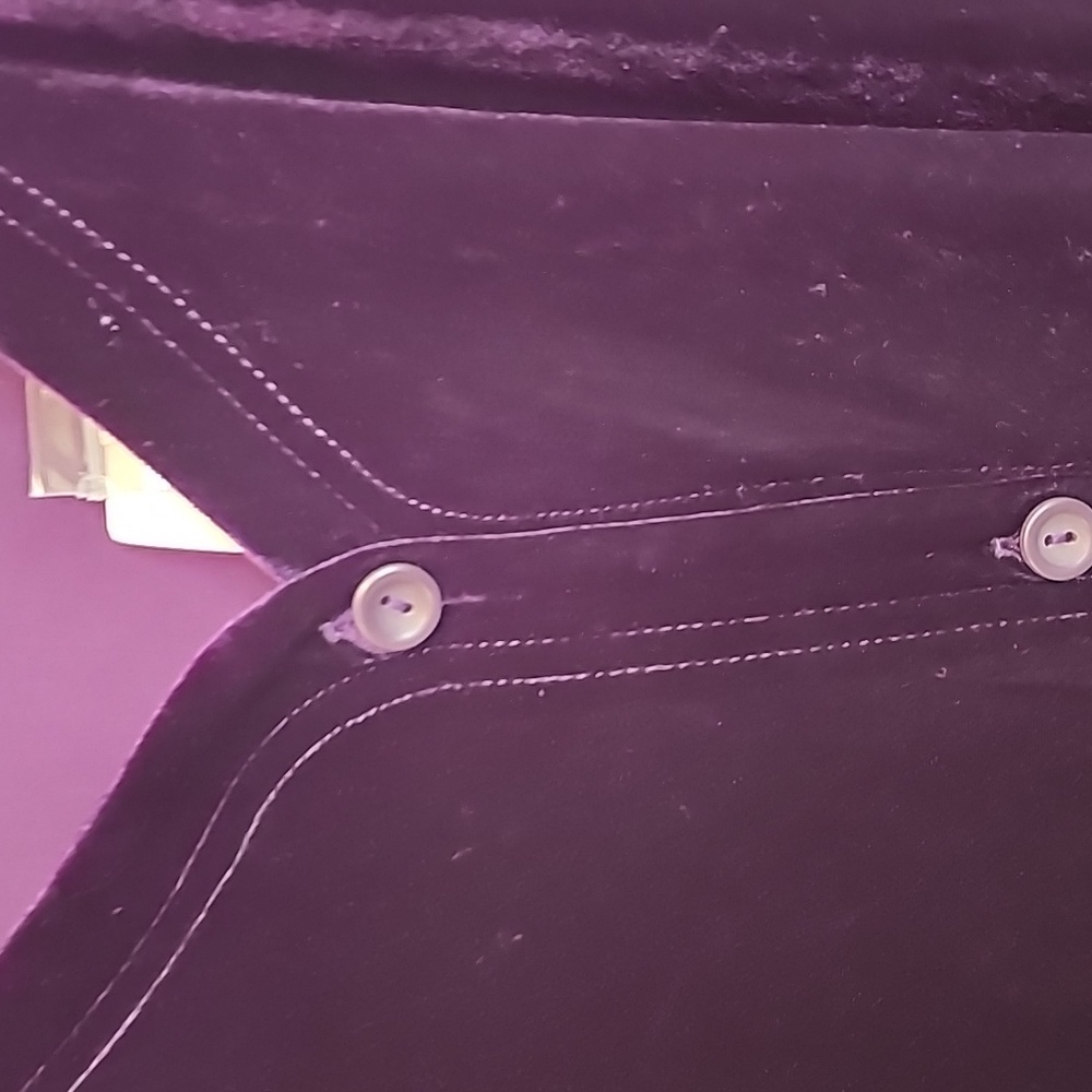 BECHAMEL II NWT PURPLE VELVET V NECK BUTTON DOWN LONG SLEEVE Warm Vintage Top - Picture 4 of 11